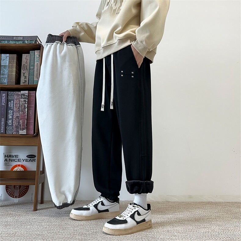 冬季纯棉加厚束脚休闲裤新款港风休闲潮牌裤子XZ301B-2-CK719,男装休闲裤,星座301B-2（原A443-1）