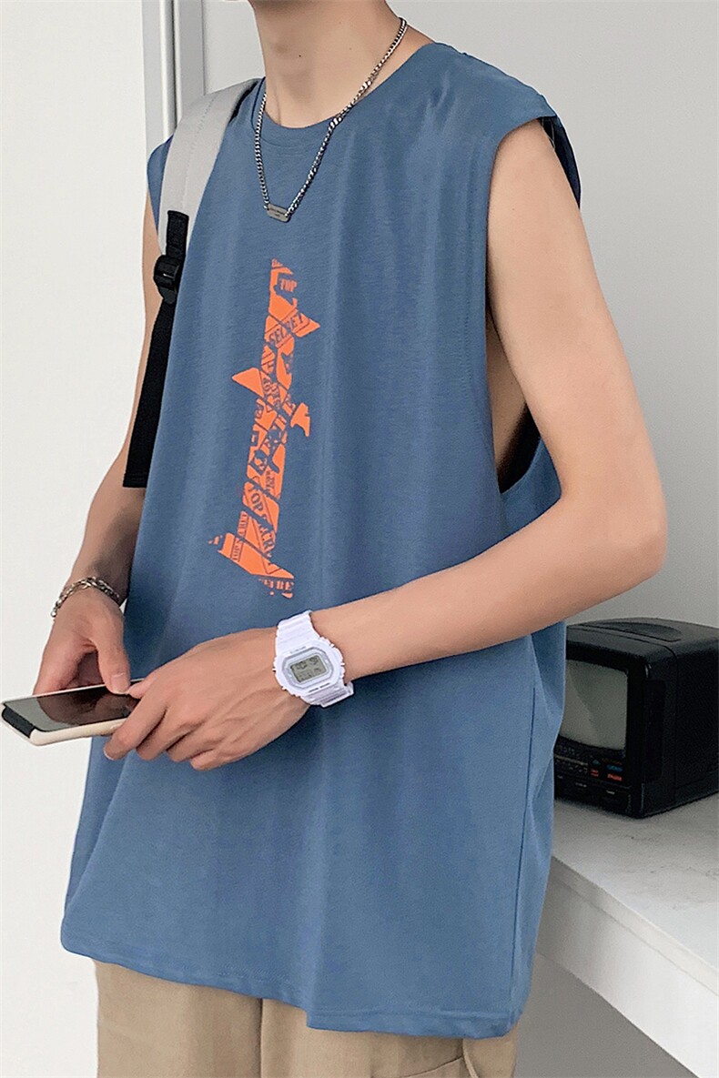 夏季港风宽松青少年休闲背心TC1111-P25,男装T恤,星座717
