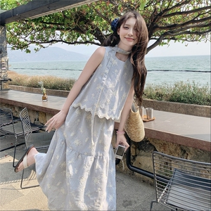 夏季新款韩系甜美减龄百搭显瘦开衫+半身裙两件套套装女图片