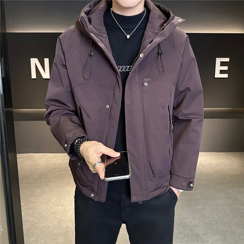 M21 P120 2025秋冬新款二棉加棉夹克连帽冲风衣男士外套棉服图片