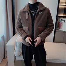 颗粒绒外套男冬季加厚毛绒棉服网红ins痞帅外套棉衣M003P140控170,男装棉衣,电商B267