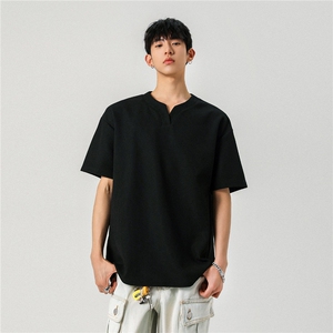 现货特批250克男装夏季新款大码宽松短袖T恤夏装V领打底衫S399P20图片