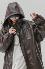 1中性连帽鳄鱼纹PU皮大码M-5XL情侣冲锋衣夹克男JK8744P90控128，男装夹克，星座226-2
