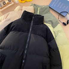 特批毛毯拼色时尚保暖面包服宽松情侣棉衣A247-MY2279特批60控98，男装棉衣，电商A247
