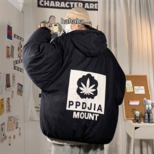 2021冬季新港风海报男大码印花保暖加厚加衣面包服M702-P85，男装棉衣，电商A001