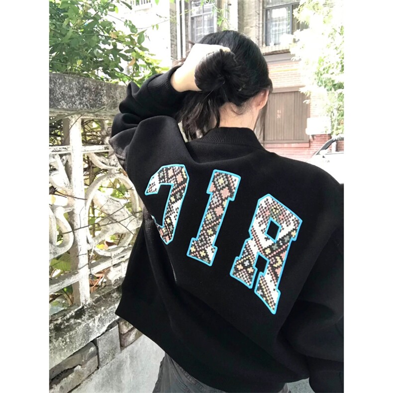 网图有货美式迷宫格民族风贴布字母刺绣棒球夹克男女A1034-P65,男装民族服装,星座1505