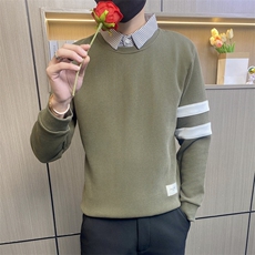 3162-P78社会小伙拼接假两件卫衣男春秋新款男士衬衫领外套男，男装衬衫，电商D310B-1