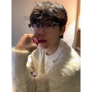 水貂毛钉珠毛衣男款秋冬穿搭马海毛针织衫图片