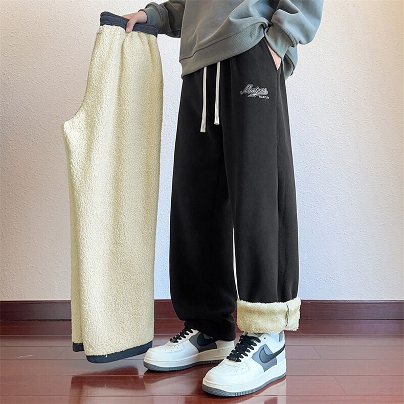 217-2-NK556-P45冬季新款羊羔绒加绒加厚直筒休闲裤男大码卫裤,男装休闲裤,星座217-2