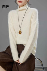 2025年秋季时尚百搭通勤简约休闲亮片高翻领，女装羊毛衫，美轩羊绒