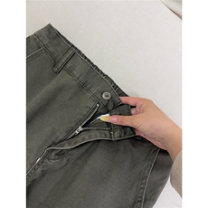 B221美式ins高街斜切宽松休闲洗褪弯刀牛仔裤LK26619-特P50控88，男装牛仔裤，电商B221