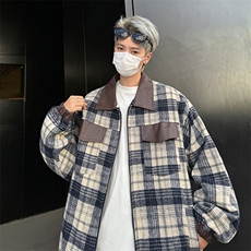 F622P75青少年潮长袖秋季碎花标准翻领初秋新款小香风格子，男装夹克，星座512-6