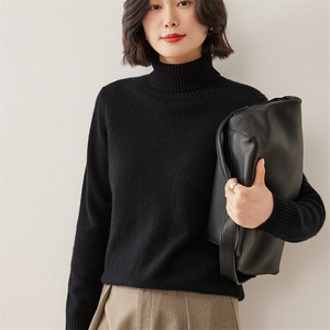 冬季新款山羊绒衫女士高领加厚打底毛衣冬季保暖宽松套头针织衫图片