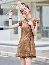 新中式轻国风套装女夏高级感改良旗袍年轻款少女小个子短裤两件套，女装套装/套裙，韩宇舍