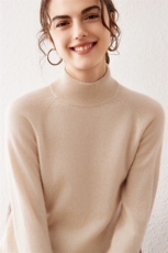 2024秋冬款双股加厚半高领baby小山羊绒衫女纯色宽松针织打底毛衣，女装羊绒衫，云暖羊山羊绒