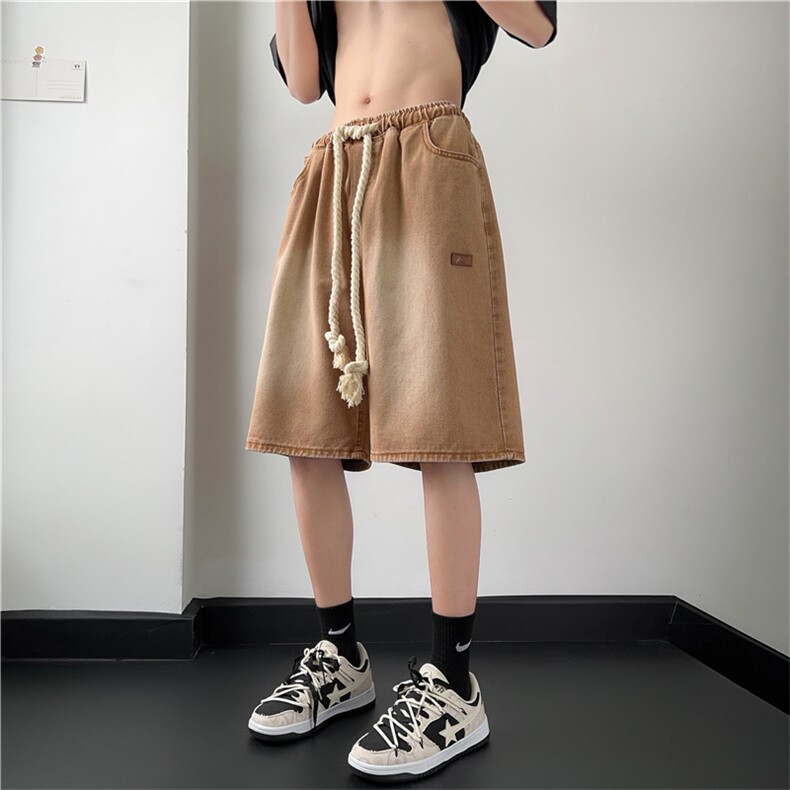 复古水洗牛仔短裤男女美式夏季直筒阔腿潮牌休闲五分裤ND1635-p39,男装牛仔裤,星座1008