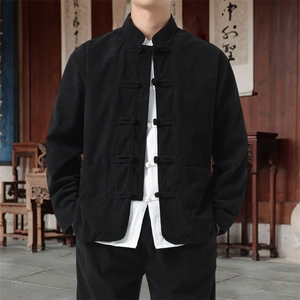 男士外套灯芯绒夹克盘扣立领唐装风 XZ1512-2501单夹克-P70图片
