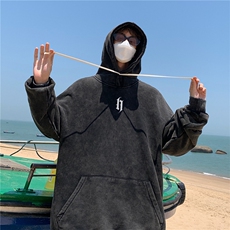 加绒新款港风宽松连帽套头卫衣X5672-常规P70控88-加绒P80控98，男装卫衣，电商A061-1