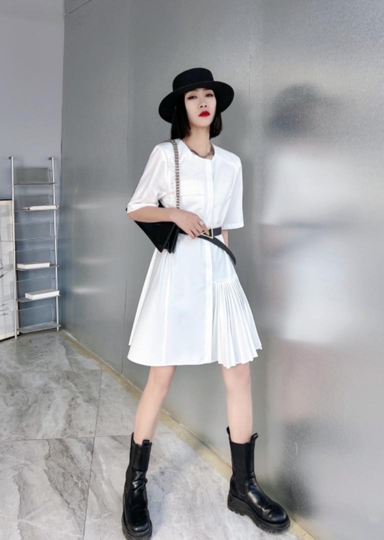 夏季新款，立体剪裁，手工压皱，个性连衣裙,女装连衣裙,名莹