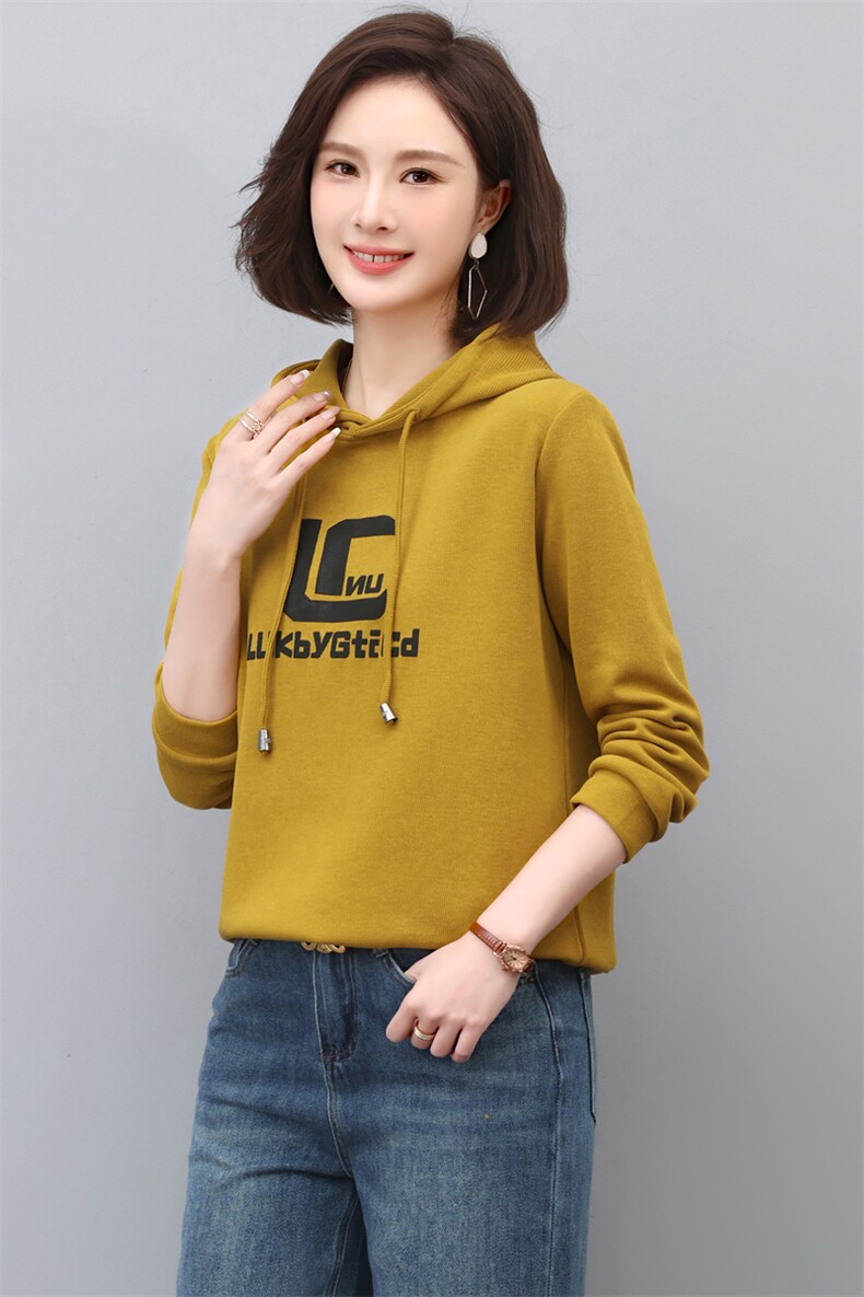 2023年春季新款连帽卫衣女长袖韩版宽松显瘦时尚印花上衣服打底衫,女装卫衣/绒衫,简韵佳