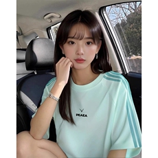 抖音得物品质二开240克宽松纯棉美式潮牌印花三条杠中性风短袖T恤，男装T恤，电商A486-1