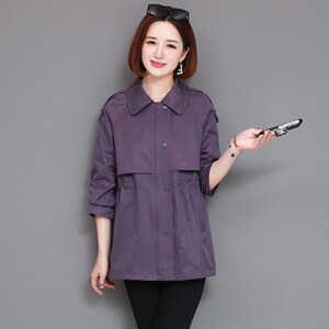 连帽短外套女单排扣POLO领纯色长袖中长款2022年春季，女装风衣，丽影随形