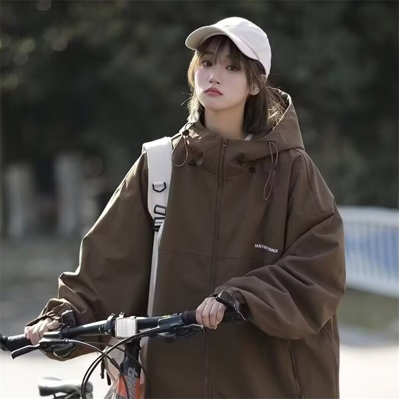 连帽防风冲锋衣男外套春秋款潮牌户外情侣登山服机能工装帅气夹克,男装夹克,星座1210-1