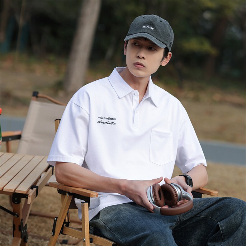 美式夏季新款Polo衫男士半袖日系潮牌男装宽松短袖t恤PL143-P45，男装Polo衫，星座1109-1