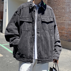 牛仔外套男韩版潮流高街帅字母刺绣2023秋冬新款sin夹克W3683-P68，男装大码男装，星座412-2