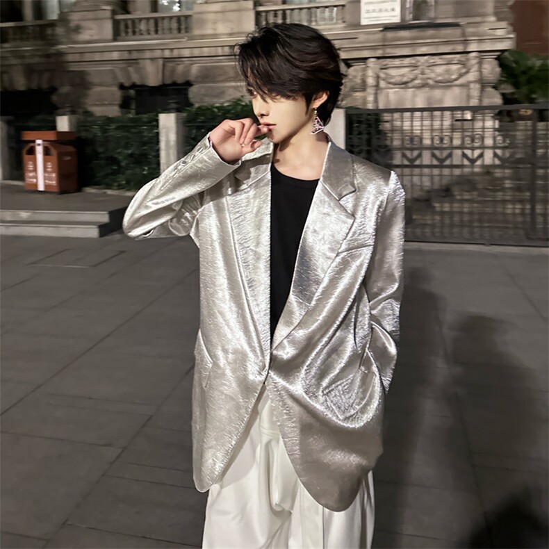 （自家图）肌理感西装外套2025春季高级感银色西服2012-P105图片