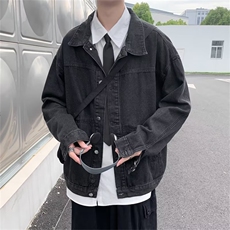 日系浅色牛仔外套男春秋新款潮复古潮流宽松上衣休闲牛仔衣J409，男装夹克，星座1116A-1（原606A）