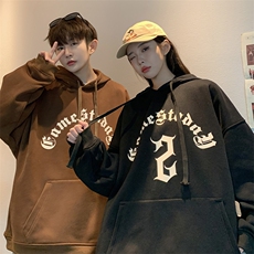 EQ183潮牌哥特文印花卫衣男女春季连帽套头学院风情侣装外套P58，男装卫衣，电商C306-1
