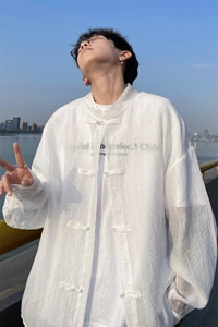新中式防晒衬衫男长袖夏季薄款风盘扣潮流衬衣 812-CY523-P45图片