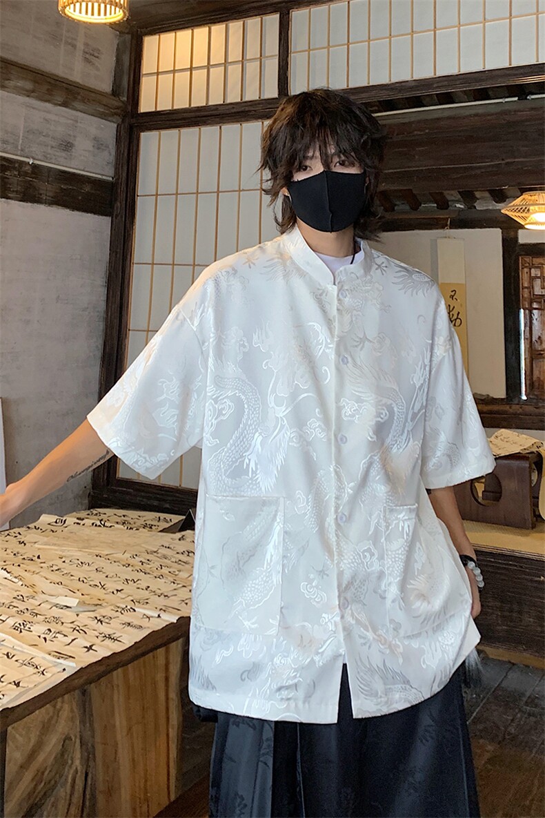 特批P35无差价夏季新中式唐装冰丝衬衣风大码短袖衬衫男CD2262,男装衬衫,电商A001-1