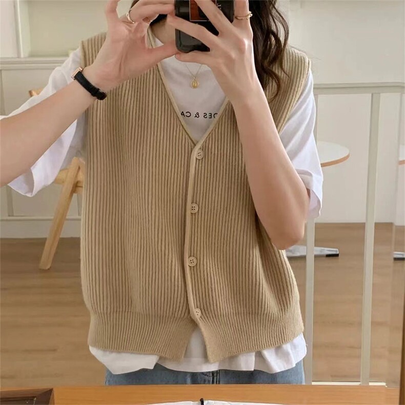 秋季开衫女士毛衣针织马甲女款2024新款时尚背心马夹衬衫叠穿外穿，女装马甲，萱芳婷羊绒