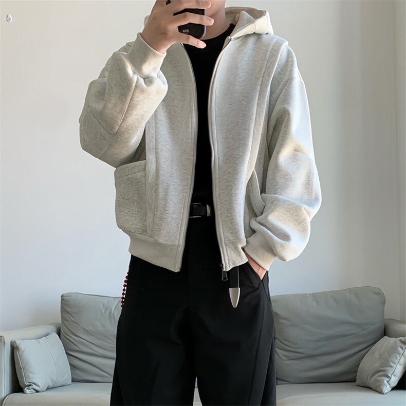 抖音得物高品质二开25秋冬美式重磅宽松结构设计连帽卫衣外套W78，男装卫衣，电商A486-1