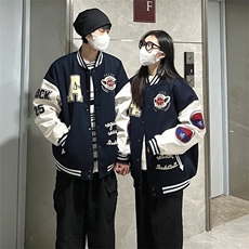 美行员夹克毛呢棒球服外套男女春秋季薄款男女情侣两件套JK781，男装夹克，星座516A