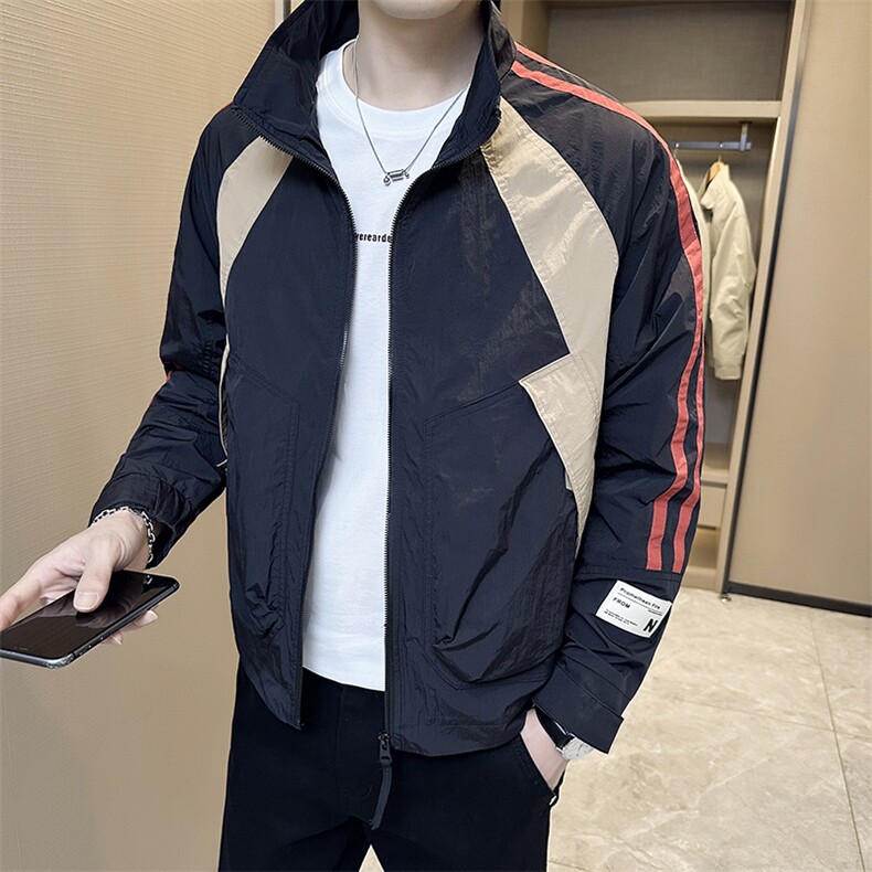 男双杠设计外套上衣工装立领拼色夹克DS-A329-FL2318-P80,男装夹克,电商A329