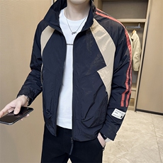 男双杠设计外套上衣工装立领拼色夹克DS-A329-FL2318-P80，男装夹克，电商A329