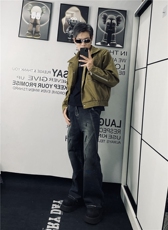 牛仔/蓝色做旧微喇叭牛仔裤高街长裤K6082-P58，男装牛仔裤，星座1109-3