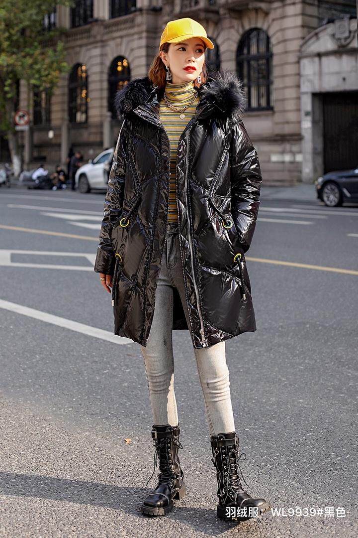 2021年冬季新款时尚修身显瘦中长款羽绒服现货大量供应，女装羽绒服，婉伦