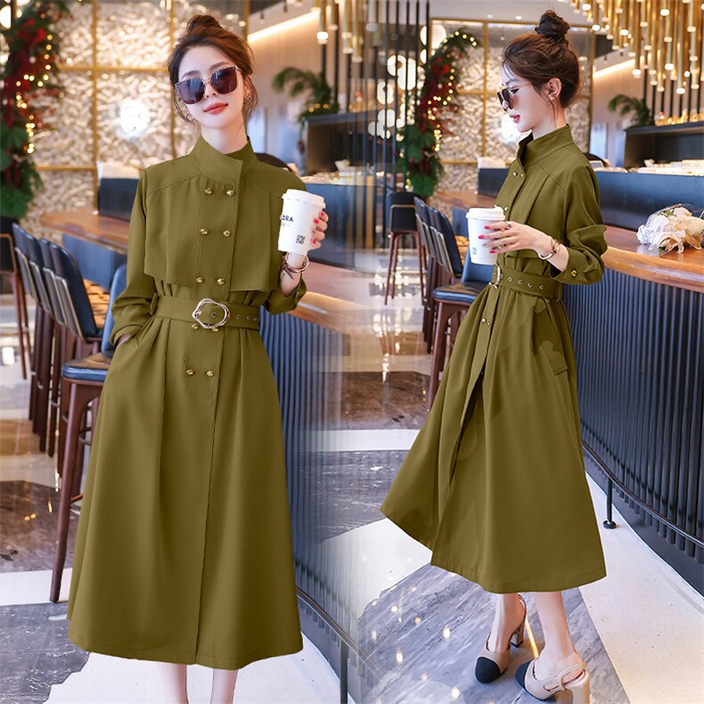 一线轻奢折扣原单尾单清仓2025年新款秋装女双排扣风衣连衣裙，女装连衣裙，尚娜萱
