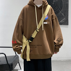 WY2243-P35加绒款-P40纯棉连帽卫衣男大码运动帽衫宽松薄外套男，男装卫衣，电商A040