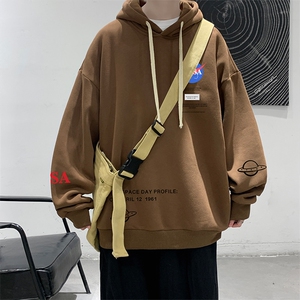 WY2243-P35 加绒款-P40 纯棉连帽卫衣男大码运动帽衫宽松薄外套男图片