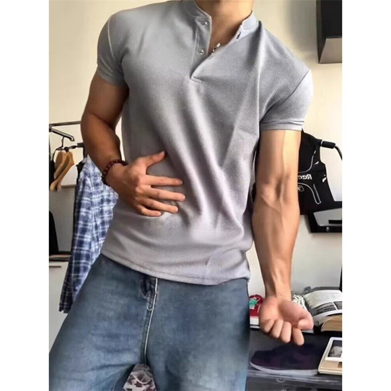 夏季男士短袖t恤高端有领子潮流青年立领上衣服半袖休闲薄款,男装Polo衫,四季星座505