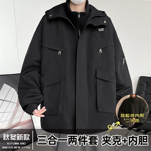 冬季三合一冲锋衣男式棉衣加厚棉服连帽棉袄潮流A266-SH80191-P90图片