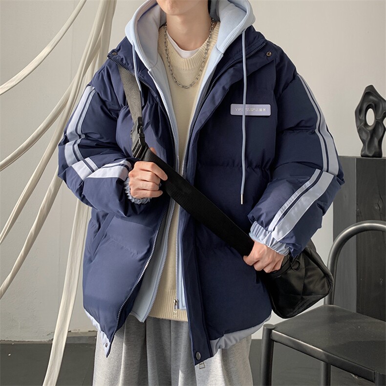 棉衣男冬新款男士青年保暖棉服情侣款假两件加厚连帽外套M082-P65,男装棉衣,星座1403A