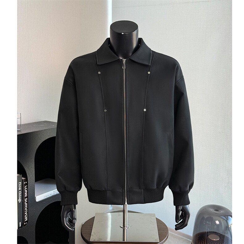 铆钉解构机车皮衣外套男款春秋季美式复古夹克25XJ55263特批75,男装夹克,电商A042