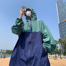 户外冲锋衣外套男潮日系工装设计感拼接撞色防水登山服F0120-P37，男装夹克，星座308B-1