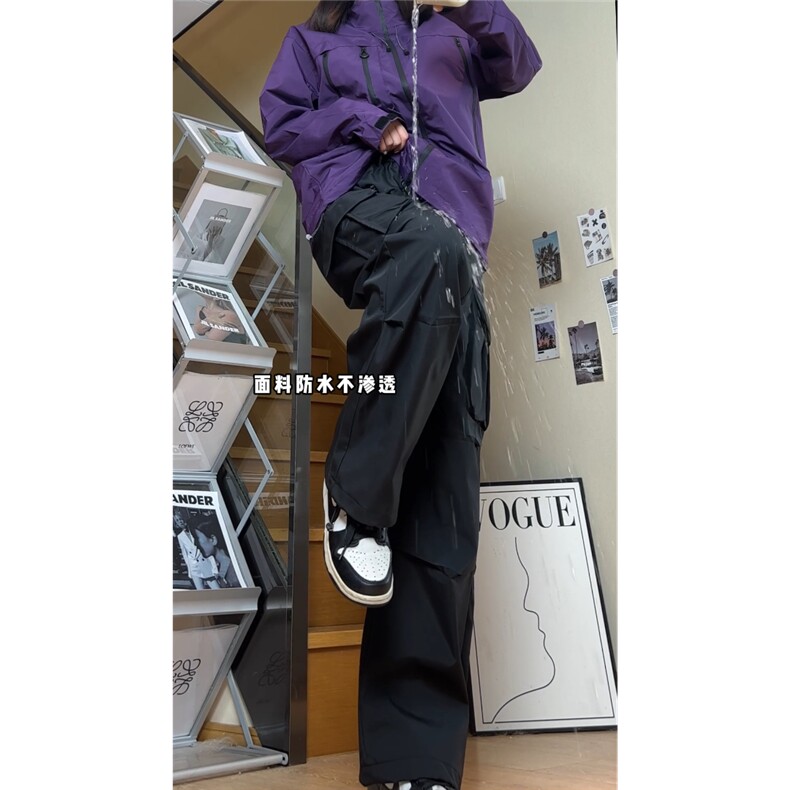 抖音防水冲锋裤子男款大口袋休闲工装裤LK2018-2加绒P38 控69图片